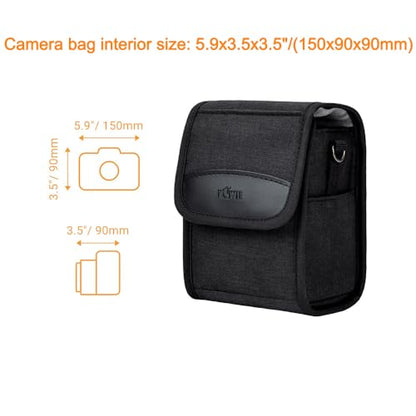 Compact Camera Case for Fuji X100VI X100V X-T30 II +13-33mm Lens Lumix L10 | Shoulder strap, Soft lining, for Sony A6400 A6100 +16-50mm, Nikon Z30 III+16-50mm Lens, Fits camera+lens ≤5.9x3.5x3.5". - color: Compact Camera Case Black