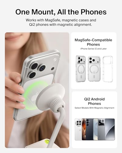 Belkin Stage Magnetic Tripod Phone Mount - Lightweight MagSafe & Qi2 Compatible 360° Rotating Smartphone Holder for iPhone 17 & 16, Android, TikTok, YouTube, Streaming, Influencers, Vlogging, Content - style: Magnetic Phone Holder