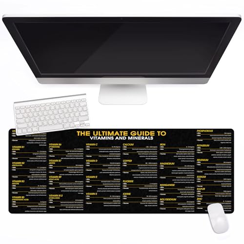 Vitamin Cheatsheet Mouse Pad, Health & Nutrition Desk Mat, Perfect for Dietitians & Fitness Trainers Healthy Living & Wellness, Essential Computer Accessories for Study, and Reference Purposes KMH - color: Vitamin