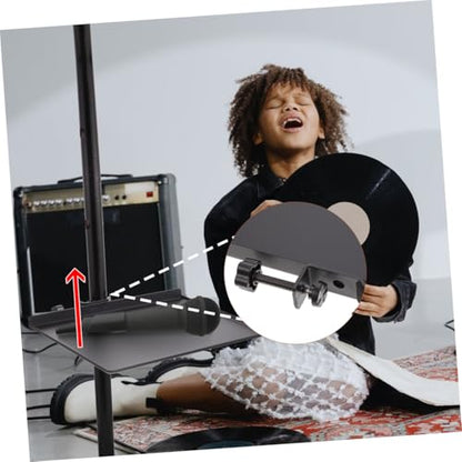 Mikinona 1Pc Metal Sound Card Storage Tray for Microphone Stand Clamp Holder with Angle and Protective Sponge Pad Support for Live Broadcast and Audio Equipment
