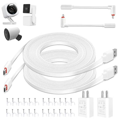 20 FT/6M Power Adapter and Charging Cable for Wyze Cam v4, Wyze Cam Pan v3, Wyze Cam OG, Wyze Cam v3, SimpliSafe Outdoor Security Camera, Waterproof Power Cord with L-Shaped Adapter (2 Pack)