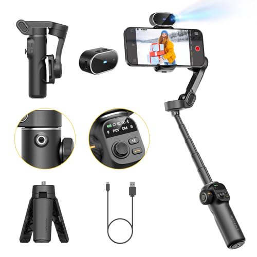 AOCHUAN Gimbal Stabilizer for iPhone with AI Tracking Sensor, Elevate Your Filming w/7.8" Extension Rod and OLED Screen for iPhone Gimbal, Gimbal w/8.0 Stability for Sports Shooting-Smart X2 AI Black - color: Black, size: AI