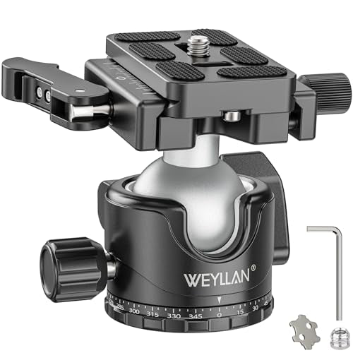 WEYLLAN EH36L Lever Ball Head with Stainless Steel Lock Pin, 36mm Low Profile Heavy Duty Tripod Ball Head Mount with Arca Swiss Quick Release Plate for Tripod Monopod DSLR Camera Camcorder Telescope - size: 36mm Ball