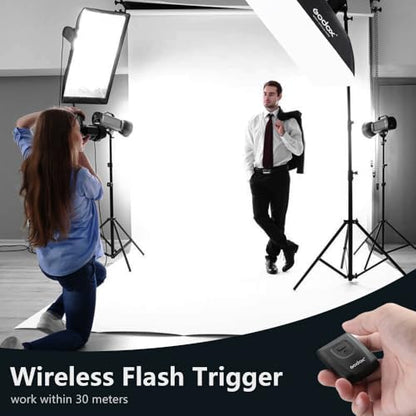 Godox Studio Flash Light Kit for Beginner Photography, Strobe Softbox Lighting Kit, 2x180W Compact Monolight with Flash Trigger, Grid Softbox, Light Stands, Reflector, GN 45, Recycle Time 0.5-3s 110V