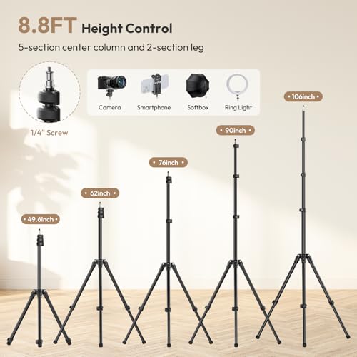 ULANZI T270 Light Stand - 8.8FT/270cm Adjustable Photography Light Stand Tripod, Aluminum Portable Studio Lighting Stand for Softbox, LED Video Light, Reflector, Strobe, Photo Video Photography - size: 8.8 ft