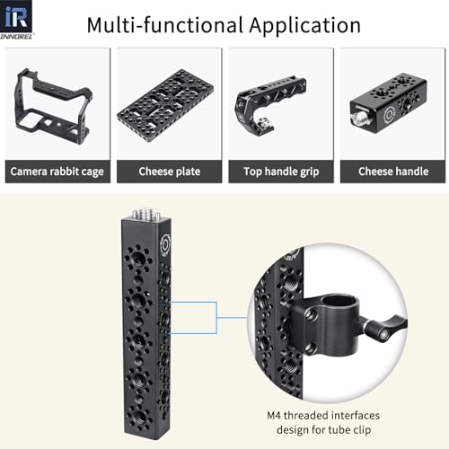 INNOREL CB5 CNC Aluminum Alloy Multi-Function Cheese Handle, Cheese Grip Extension Bar, ARRI Positioning Top Handle Featuring 3/8" and 1/4" Arri Locating Holes for Camera Cage Frames, Cheese Plates - size: CB5