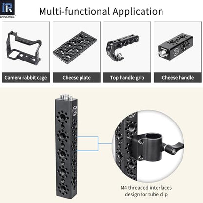 INNOREL CB5 CNC Aluminum Alloy Multi-Function Cheese Handle, Cheese Grip Extension Bar, ARRI Positioning Top Handle Featuring 3/8" and 1/4" Arri Locating Holes for Camera Cage Frames, Cheese Plates - size: CB5