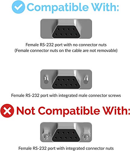 SABRENT USB 2.0 to Serial (9 Pin) DB 9 RS 232 Converter Cable, Prolific Chipset, Hexnuts, [Windows 10/8.1/8/7/VISTA/XP, Mac OS X 10.6 and Above] 10 Feet (CB-9PTF) - size: USB-A 10FT – RS-232