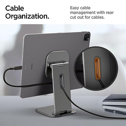 Spigen OneTap Easel Tablet Stand Designed for All iPad/Pro/Air/Mini Models Compatible with 8.3" / 10.9" / Pro 11" / 12.9" / 13" Premium Adjustable Multi-Angle Magnetic Stand - Space Gray - size: Multi-Angle Tablet Stand