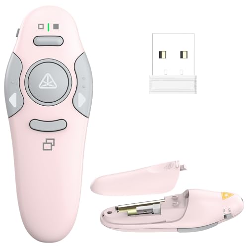QUI Presentation Clicker Wireless Presenter Remote Clicker for PowerPoint Presentation Remote, PowerPoint Slide Advancer for Mac/Windows/Google Slide/Keynote, Pink, A - color: Pink