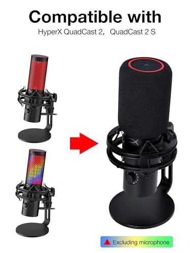 SUNMON QuadCast 2 Mic Pop Filter, Mic Windscreen Compatible with HyperX QuadCast 2 Microphone - Mic Foam Noise Reduction,Improved Sound Quality
