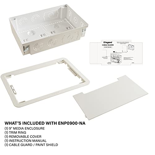 Legrand - OnQ Cable Management, In-Wall Media Box, Dual Purpose Structured Wiring Enclosure, TV Home Theater Recessed Storage Box, 9 Inch, white ENP0900-NA - size: 9 inch