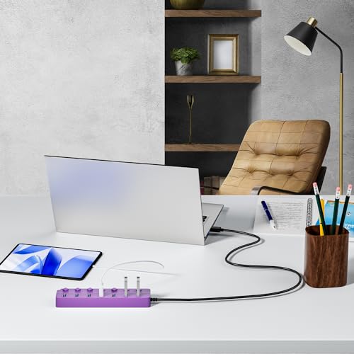 ONFINIO USB Hub 3.0, 7-Port USB Hub Splitter with Individual On/Off Switches and Lights, 3.2ft/1m Long Cable Compatible with MacBook, Laptop, Surface Pro, PS4, PC, Flash Drive, Mobile HDD-Purple - color: Purple