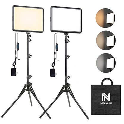 NiceVeedi 2-Pack 25W Photography Lighting, 2900-7000K Dimmable Ring Light with Tripod Stand, 73” Studio Video Light for Video Recording/Photography/Live Streaming/YouTube/TikTok/Makeup/Video Calls