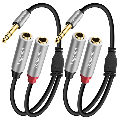 2-Pack 1/4 inch TRS Stereo Splitter Y Adapter, 6.35mm Stereo Male to Dual 6.35 mm TS Mono Female Jack, Quarter inch Audio Speaker Splitter Converter Cable 1 Feet, Gold Plated Connectors - color: 6.35mm TRS Male to Dual 6.35mm Female, size: 2 Pack