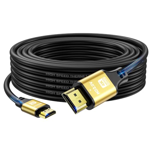 Long Hdmi Cable 20FT, 4K@120Hz,48Gbps Ultra High Speed Hdmi 2.0 Cord with Gold-Plated Connectors, Aluminum Shell, for Monitor, TV, Ceiling Projector, AV Receiver, Conference Room Setups(Gold) - size: 20FT