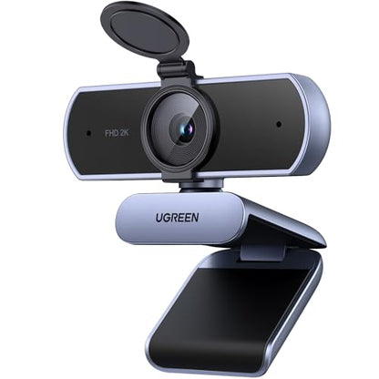 UGREEN 2K Webcam for PC Ultra HD 1080P Computer Webcam with Microphone, PC Camera with Privacy Cover, USB Web Camera for Streaming, Conference, Video Calling, Zoom, Skype, Teams, FaceTime, Grey - color: Grey