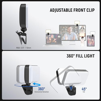 NEEWER Entry Level Version LED RGB Selfie Light, 91 LEDs Plastic Clip on Phone Fill Lighting for iPhone, 20 Effects CRI92 1000mAh, for Computer Webcam Laptop Zoom Video Conference Recording, N6C