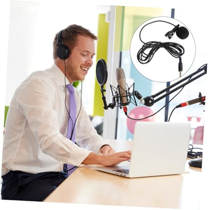 Toyvian Mini Clip Lavalier Condenser Microphone for Smartphones Laptops and Cameras Portable Hand Mic for Video Recording and Meetings Includes Rotary Clip Black