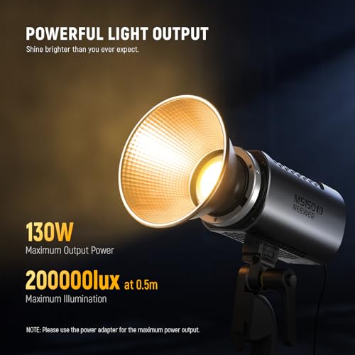 NEEWER MS150B 130W Bi Color LED Video Light, Mini COB Portable Photography Lighting with App Control,2.4G Mode, Bowens Mount Continuous Output Lighting, 200000 lux/0.5m, 2700K-6500K, CRI97+, 12 Scenes