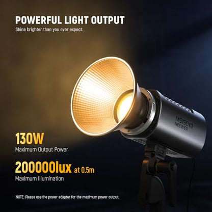 NEEWER MS150B 130W Bi Color LED Video Light, Mini COB Portable Photography Lighting with App Control,2.4G Mode, Bowens Mount Continuous Output Lighting, 200000 lux/0.5m, 2700K-6500K, CRI97+, 12 Scenes