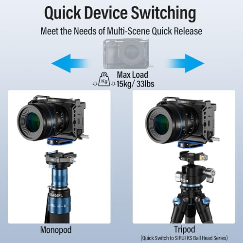 SIRUI 55mm Quick Release Plate and Clamp Base Kit, Camera Mount Adapter with 1/4" and 3/8" Thread, Quick-Release Attach Mount Plate for Tripod Monopod DSLR Stabilizer, QC-55 - size: Quick Release Plate with Clamp Base
