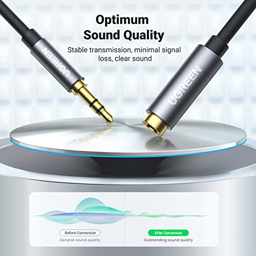 UGREEN Headphone Extension Cable 3.5mm Extension Gold Plated Aux Cable Audio Stereo Jack Male to Female TRS Cord Extender Compatible with iPhone iPad Phones Tablets Media Players, 3.3FT - size: 3.3FT