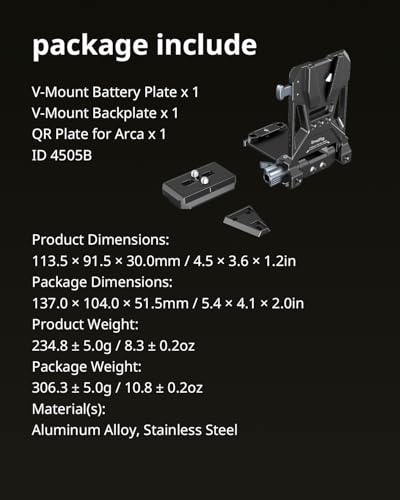 SMALLRIG Foldable V Mount Battery Plate w/QR Plate for Arca, for Sony FX3 / A7 V / A7 IV / A7S III, for Canon R5 / R6, for Nikon Z8, Compact Camera Video Rig, for NEEWER V Mount Battery PS099E - style: Lite