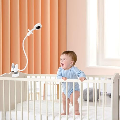 Baby Monitor Mount Holder Compatible with Nanit Pro Smart Baby Monitor & Flex Stand, Momcozy BM01/BM03/BM04 and Other Cameras with 1/4" Threaded Hole, 16 inches Flexible Clip Clamp Mount - color: Ivory