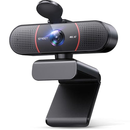 EMEET C960 4K Webcam for PC, 4K UHD CMOS Sensor, PDAF Auto Focus, Dual Omnidirectional Mics, Auto Light Correction, 73° FOV, Plug&Play Webcam w/Privacy Cover, Works w/Zoom/Teams/Skype/Google Meet - style: 4K