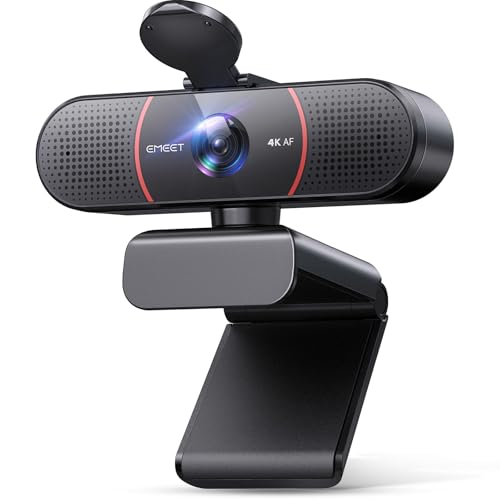 EMEET C960 4K Webcam for PC, 4K UHD CMOS Sensor, PDAF Auto Focus, Dual Omnidirectional Mics, Auto Light Correction, 73° FOV, Plug&Play Webcam w/Privacy Cover, Works w/Zoom/Teams/Skype/Google Meet - style: 4K