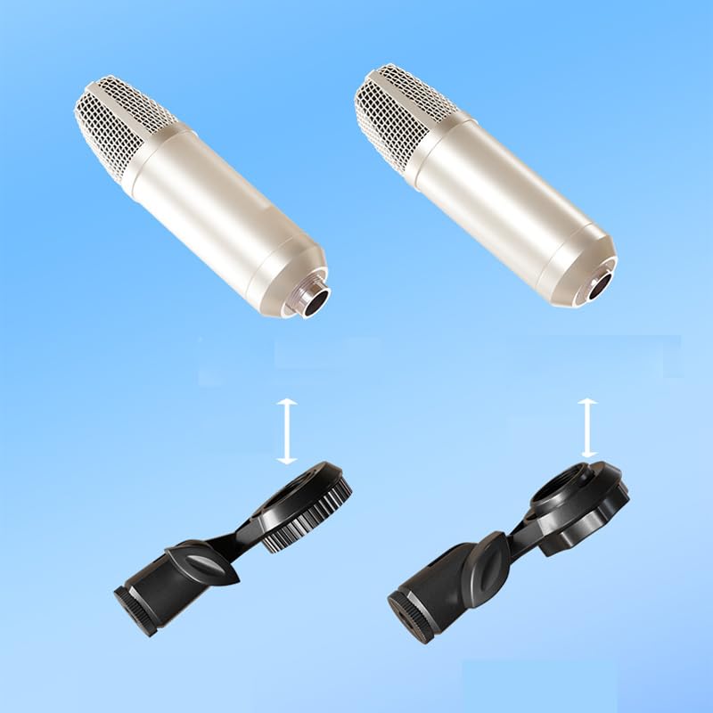 2 Pack Condenser Microphone Clip Holder with 7/8'' Thread Mount Condenser Mic Holder Adapter for Cardioid Diaphragm Studio Condener Microphones Stand Recording Streaming Vocal Mic Boom Arm