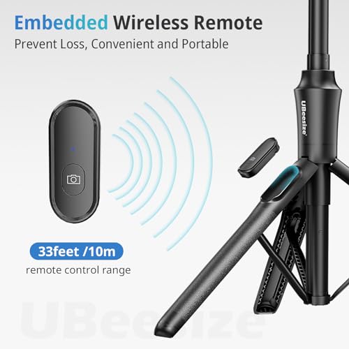 UBeesize 68'' Magnetic Selfie Stick Phone Tripod with Wireless Remote, Extendable Cell Phone Tripod Stand, Compatible with MagSafe, Cellphone Tripod for iPhone 17 16 15 14 13 12 and Android Phones - color: Black, size: 68-in