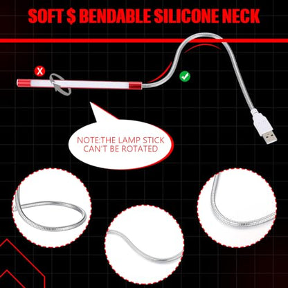 Tujoe 2 Pieces USB LED Light for Laptop Keyboard Gooseneck Light Computer Lamp Flexible Stick Dimmable LED Lamp Touch Switch for Reading Book(Black, Red) - color: Black, Red