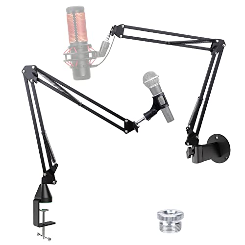 YOUSHARES Mic Stand - Microphone Arm with Upgraded Heavy Duty Clamp, Wall Mount and Universal Mic Holder for Blue Yeti/HyperX QuadCast ＆ Other Mics - color: Black Multi-Mount Stand