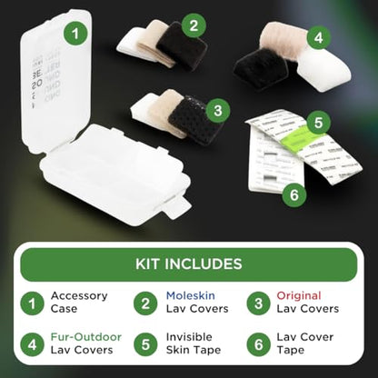 Bubblebee Industries Mic Hiding Starter Kit for Lapel & Lavalier Microphones – Hiding Microphone Tape, Noise & Wind Reduction Covers for Content Creators, Videographers, Audio Engineers & Filmmakers