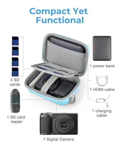 BAGSMART Digital Camera Case, Small Camera Bag with 2 Carrying Ways, Blue | Lightweight Camera Sling Bag for Canon Powershnot ELPH 180/190/Sony DSCW800/DSCW830, Waterproof & Protective - color: Blue