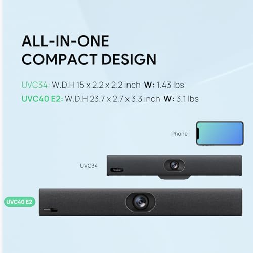 Yealink UVC40 E2 USB Conference Room Camera System 4K Video Conference Camera 120° Wide-Angle Lens 8 Microphone 5W High-Fidelity Speaker Auto Framing Speaker Tracking Compatible with Microsoft, Zoom