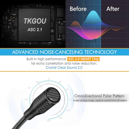 USB Microphone, 360 Degree Adjustable Gooseneck Design, Mute Button & LED Indicator, Noise-Canceling Technology, Plug & Play, Compatible with Windows & MacOS