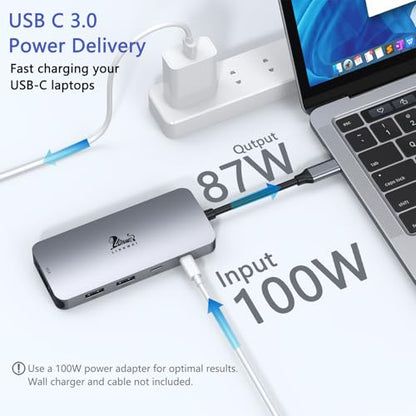 LIONWEI USB C Docking Station Dual Monitor, Laptop Docking Station 3 Monitors Quadruple Display with Dual 4K HDMI, DP, VGA, 100W PD, 3 USB C/A 2.0, Laptop Dock for Dell, Lenovo, HP, Surface - color: 2 HDMI+DP+VGA