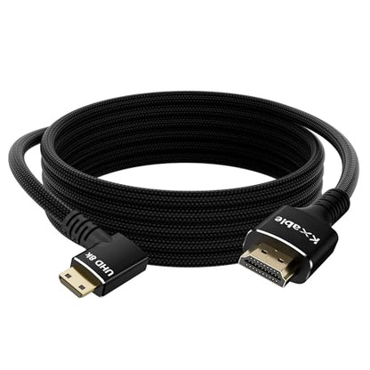 Right Angle 8K Mini HDMI to HDMI Cable 4FT, Bidirectional, Braided, 8K@60Hz, 4K@120Hz, Compatible with Camera, Camcorder, Portable Monitor, Laptop, Tablet, Graphics Card, Raspberry Pi Zero-Bend Right - size: 4FT, style: Right Angle
