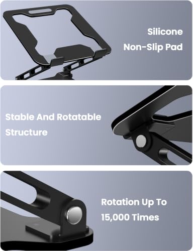 LOXP Adjustable Laptop Stand for Desk, Metal Foldable Laptop Riser Holder, Portable Ventilated Cooling Desk Book Shelf, Ergonomic Computer Notebook Stand Compatible with 10-15.6" Laptops - color: Classic Black