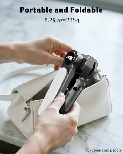 Acer Gadget Gimbal Stabilizer 1Axis for iPhone/Cell Phone/Smartphone/Android with Remote Control&Light, Portable Gimbal Tripod Auto Balance Handheld Selfie Stick for Video Recording, Live Streaming