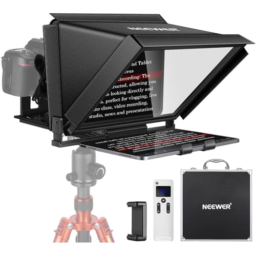NEEWER X12 14 inch Aluminum Alloy Teleprompter for iPad Tablet Smartphone DSLR Cameras with Remote Control, Carry Case, APP Compatible with iOS/Android for Online Teaching/Vlogger/Live Streaming - style: X12