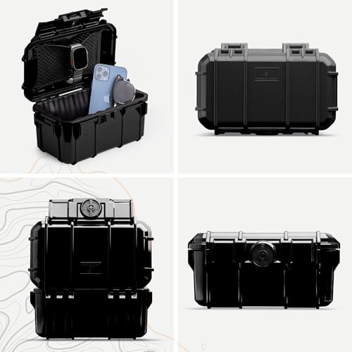 Evergreen 58 Waterproof Dry Box Protective Case - Travel Safe/Mil Spec/USA Made - for Cameras, Lenses, Phones, Pistols, First Aid, Boating, Water Sports, Tacklebox, Ammo Can, Deck Boxes - color: Black