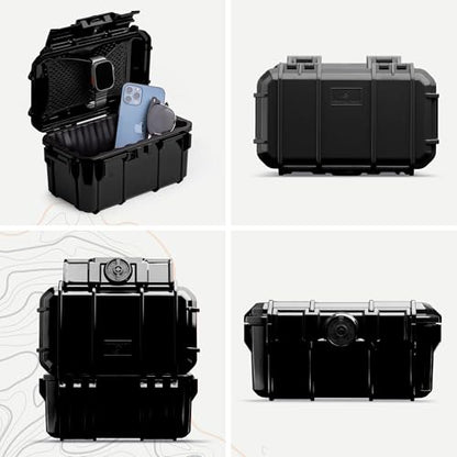 Evergreen 58 Waterproof Dry Box Protective Case - Travel Safe/Mil Spec/USA Made - for Cameras, Lenses, Phones, Pistols, First Aid, Boating, Water Sports, Tacklebox, Ammo Can, Deck Boxes - color: Black