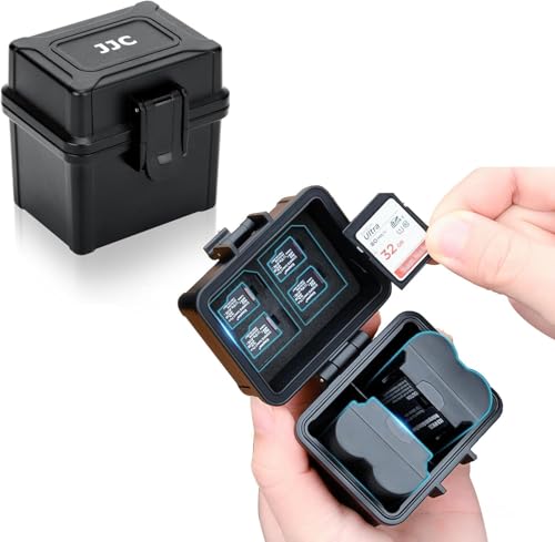 JJC Portable Camera Battery Memory Card Case,Battery Holder Organizer Box for 2x Canon LP-E17 LP-E12 LP-E10 Fuji NP-W126 NP-W235 Nikon EN-EL14A EN-EL25 Sony NP-FZ100 NP-FW50 DMW-BLG10 Battery and More - size: for Battery x 2