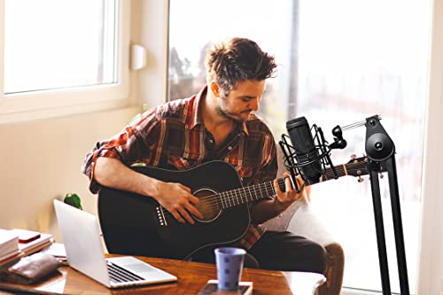 SUUNTOK Microphone Shock Mount Universal Mic Holder Spider Recording Mic Shockmount Stand Compatible with Many Condenser Mics Like Rode NT1-A NT2-A Procaster AT2020 MXL 990 770 U87 (Black) - style: Black Compatible with AT2020