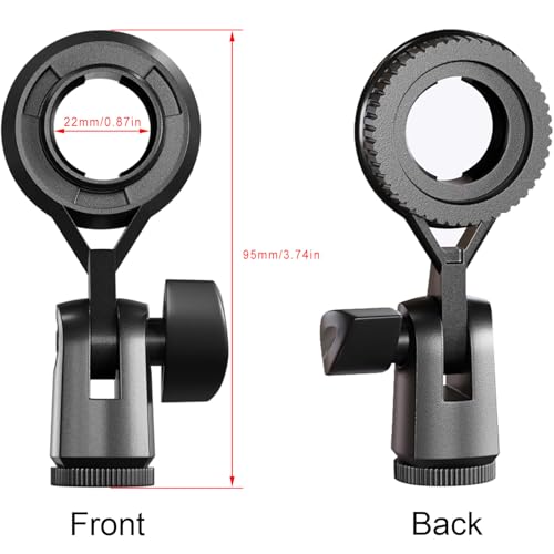 Condenser Microphone Holder Standard Interface Thread Compatible with Stand Devices With 3/8 Conversion Nut Short Video Mic Clip Ferrule For 0.9-inch Portable Shockproof Microphone Stands