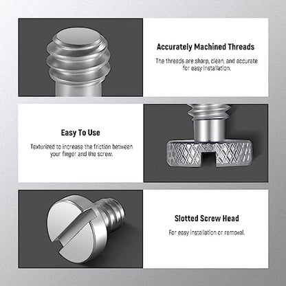 NEEWER 15PCS 1/4" Screws with Storage Cases, 3 Sizes Stainless Steel 1/4"-20 Slotted Camera Screw Kit Tripod Screw Quick Release Mounting Replacement Screw, Built for Extended Use, UA026